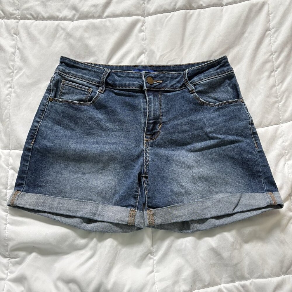 APT 9 Womens Size 10 Mid-Rise Rolled Cuff‎ Denim Jean Shorts Classic Blue Summer